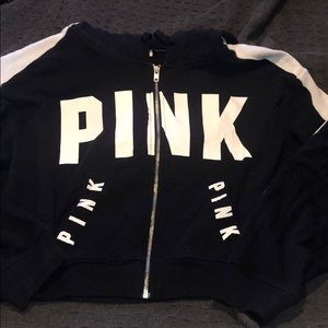 Cropped PINK Zip Up Hoodie
